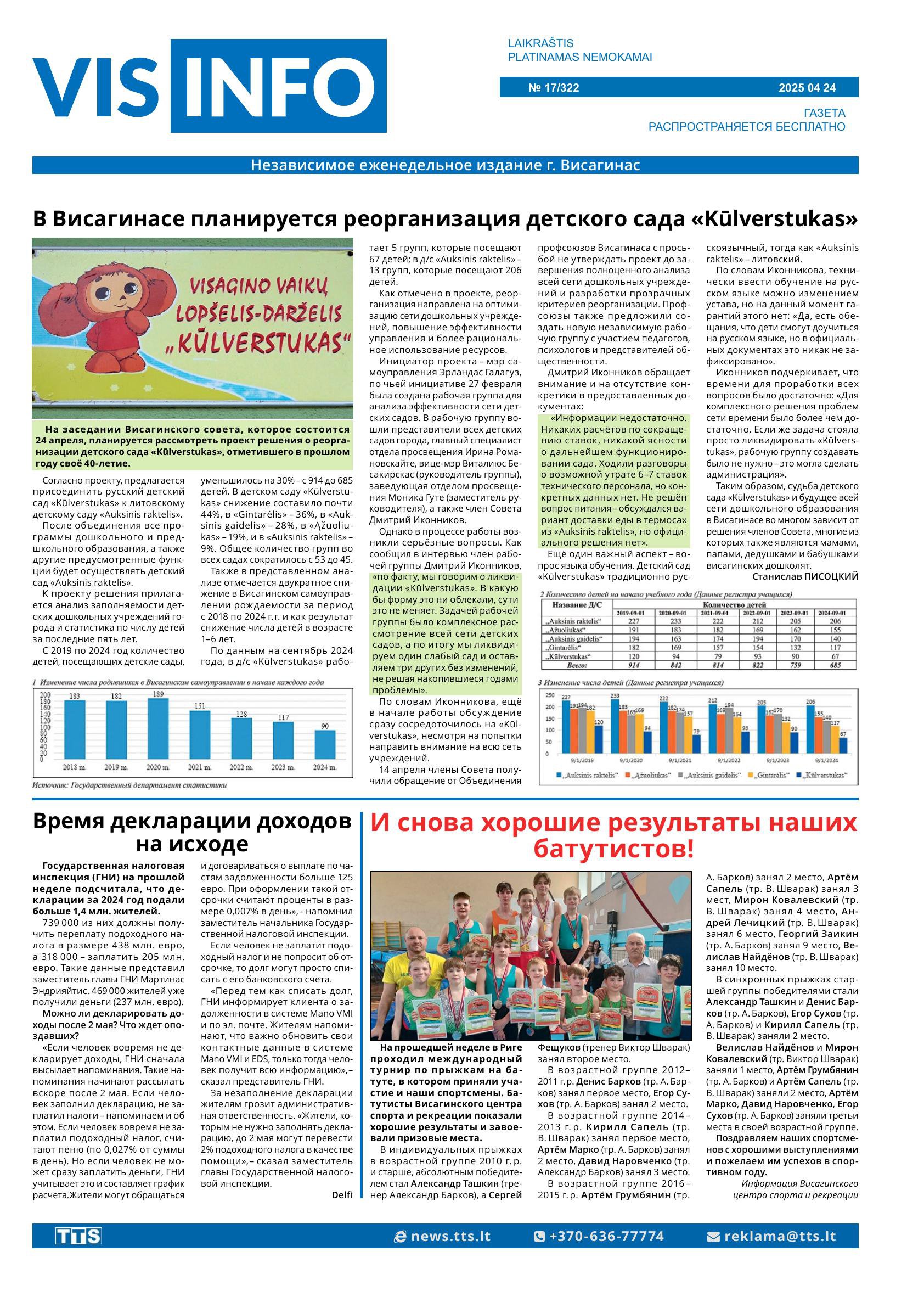 Laidraštis VIS-INFO, Laidimas Nr. 17/322